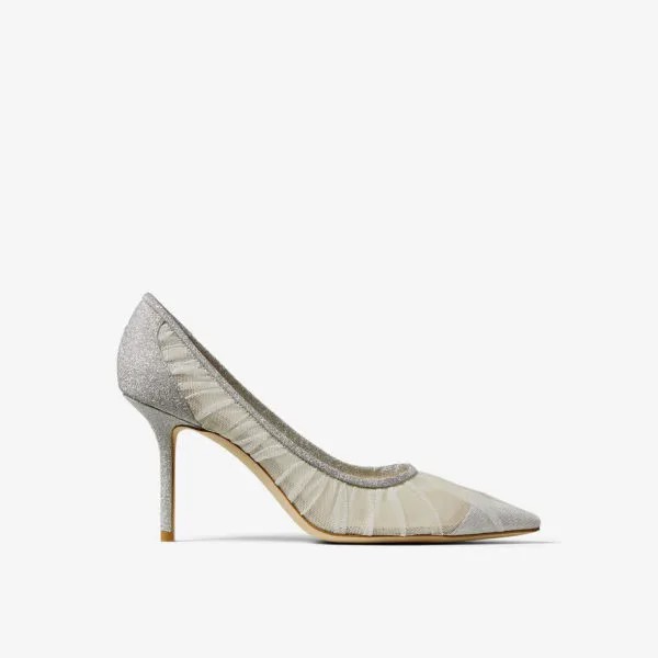 Туфли Love 85 из блестящего тюля Jimmy Choo, белый