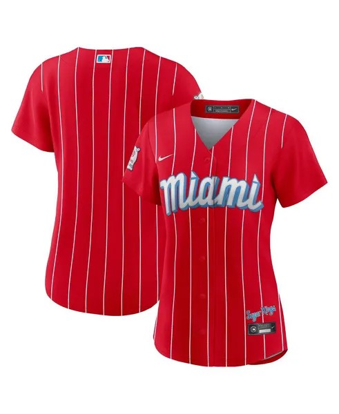 Женская красная майка команды Miami Marlins City Connect Replica Team Nike, красный