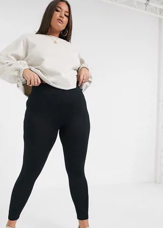 Черные леггинсы с завышенной талией ASOS DESIGN Curve-Черный цвет