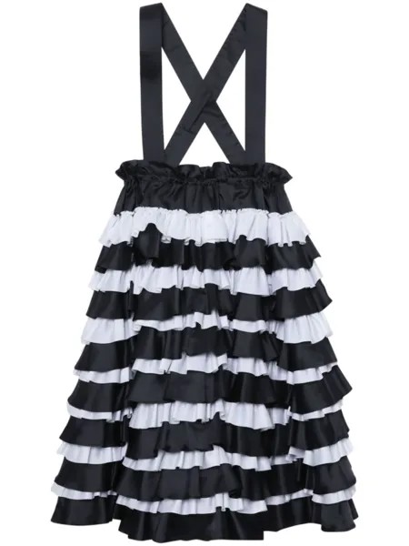 Платье миди в полоску с оборками Noir Kei Ninomiya, черный