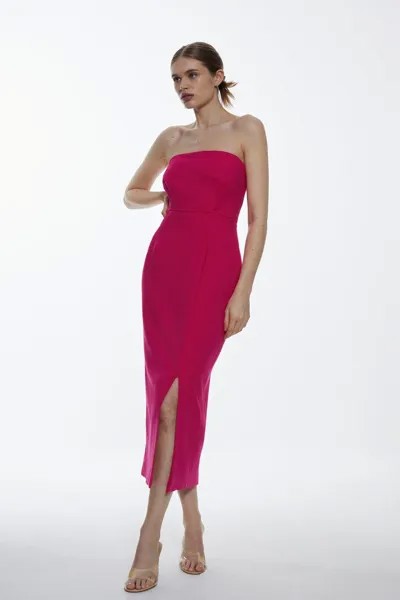 Компактное платье миди бандо со швами из эластичного корсета Karen Millen, розовый
