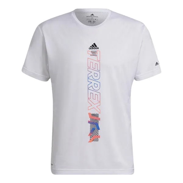 Футболка Men's adidas Contrasting Colors Alphabet Printing Round Neck Short Sleeve White Recycled Polyester T-Shirt, белый