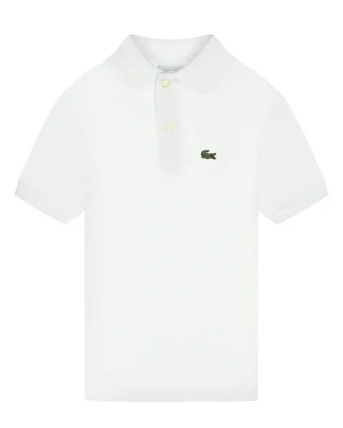 Белая футболка-поло с лого Lacoste детская