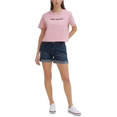 Tommy Jeans Женская розовая хлопковая футболка с логотипом Linear XL BHFO 9706