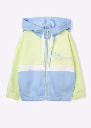 Толстовка колор-блок oversize с принтом Just happy для девочки Gloria Jeans