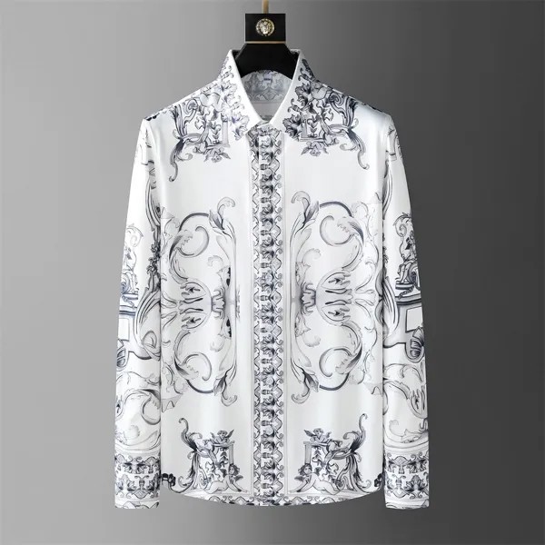 2023 Весна Ретро дворцовые рубашки для мужчин с длинным рукавом Тонкая Повседневная рубашка деловая формальная рубашка вечерние смокинг муж...