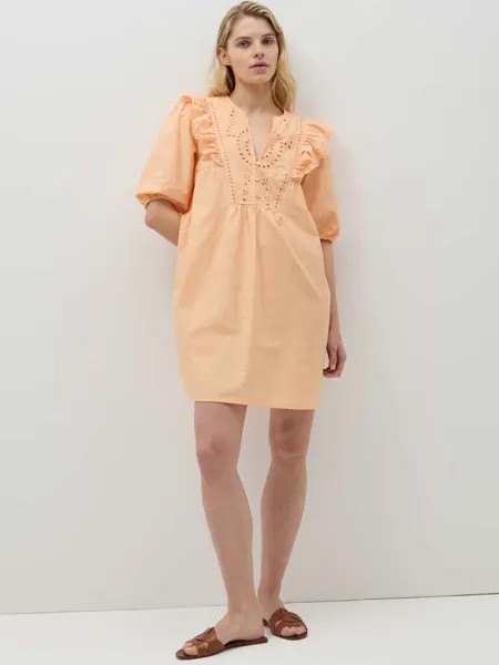 Короткое платье с оборкой из английской вышивки Ovs, цвет peach orange