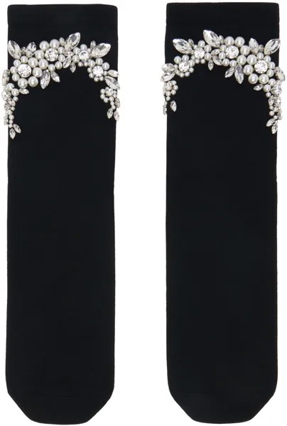 Черные носки с цветочным узором из бисера Simone Rocha