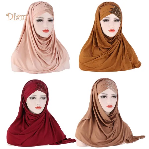 .st Женщины Мягкий шелк с блестками Хиджаб Головной платок Тюрбан Шляпа Головной убор