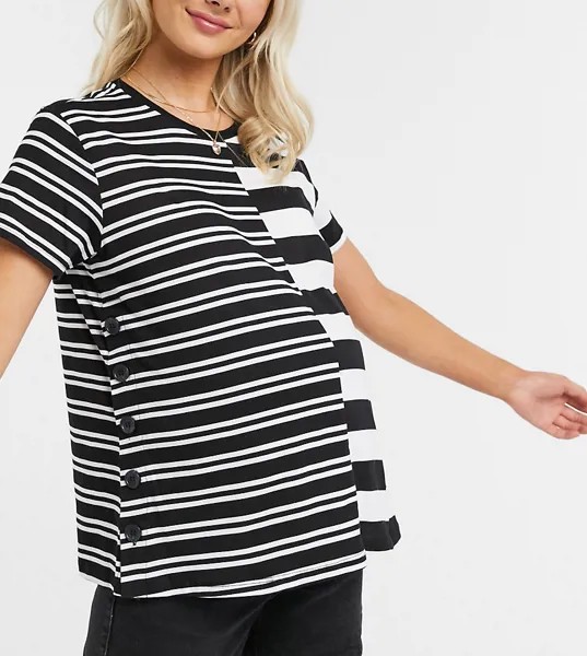 Футболка для кормления в полоску с кнопками ASOS DESIGN Maternity-Мульти