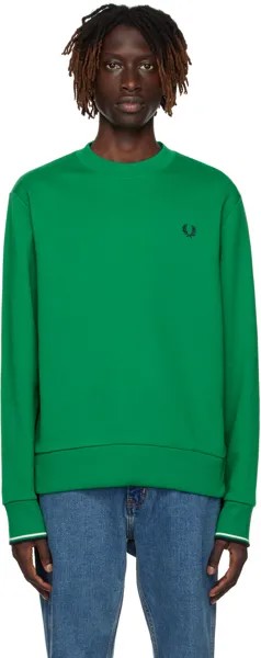 Зеленый свитшот с круглым вырезом Fred Perry