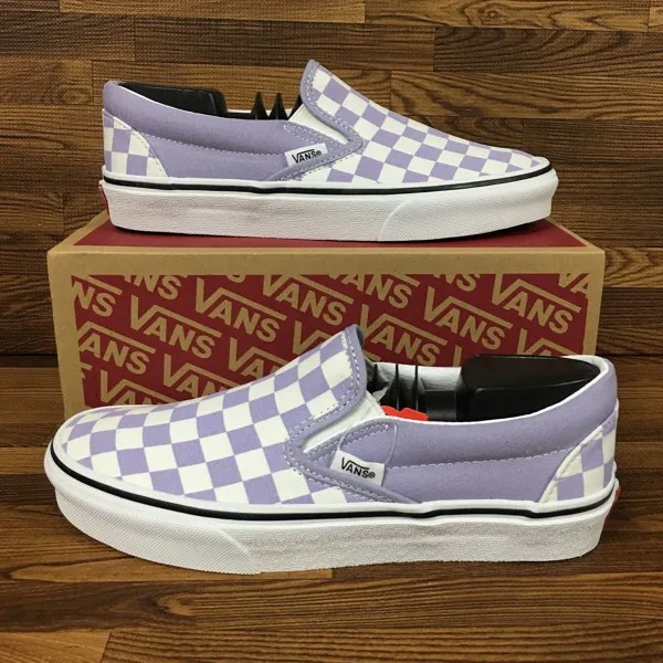 Vans Classic Slip-On (женский размер 7,5) Кроссовки в клетку Фиолетовые #549