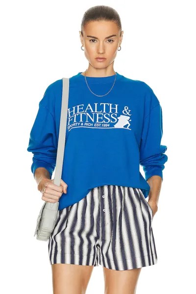 Свитер Sporty & Rich Fitness Motion Crewneck Sweatshirt, цвет Royal Blue & White