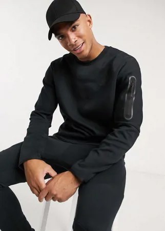 Черный флисовый свитшот с круглым вырезом Nike Tech-Черный цвет