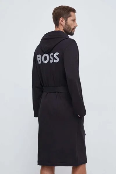 Хлопковый халат BOSS Boss, черный