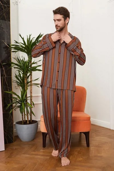 Пижама мужская Laete 61636/61661 коричневая 3XL