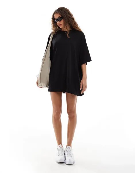 Черное платье-мини-футболка Weekday Huge эксклюзивно для ASOS