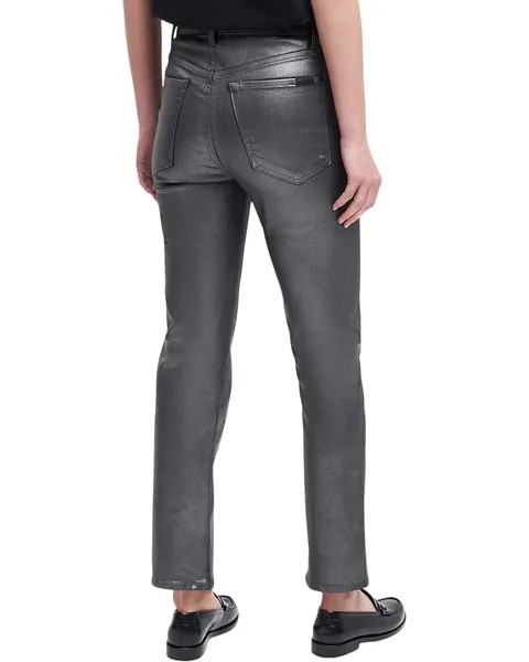 Джинсы 7 For All Mankind High-Waist Straight w/ Faux Pockets in Coated Pewter, цвет Coated Pewter