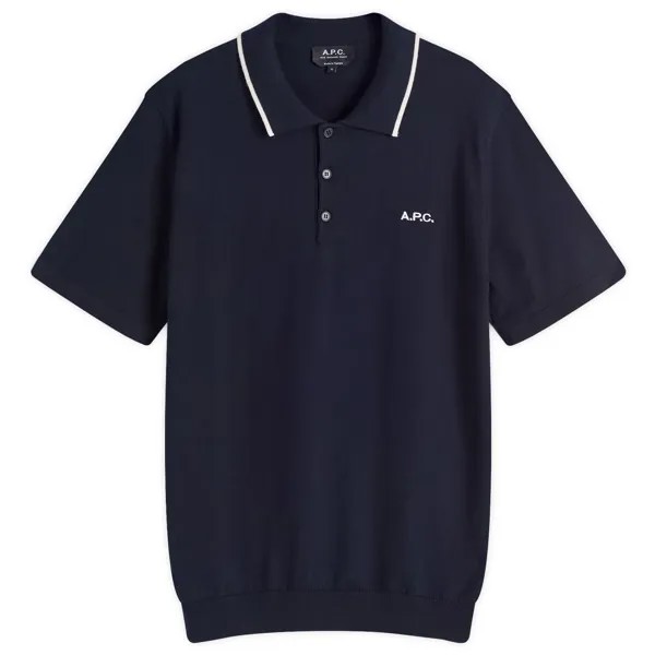 Поло A.P.C. Fynn Tipped Knit Polo, цвет Marine & White