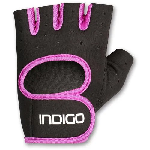 Перчатки для фитнеса женские INDIGO неопрен IN200 Черно- фиолетовый L