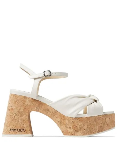 Jimmy Choo босоножки Heloise 95 на танкетке, нейтральный цвет