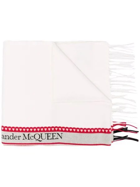 Alexander McQueen шарф с бахромой и логотипом