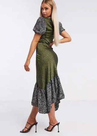 Платье миди с леопардовым узором Unique21-Зеленый цвет