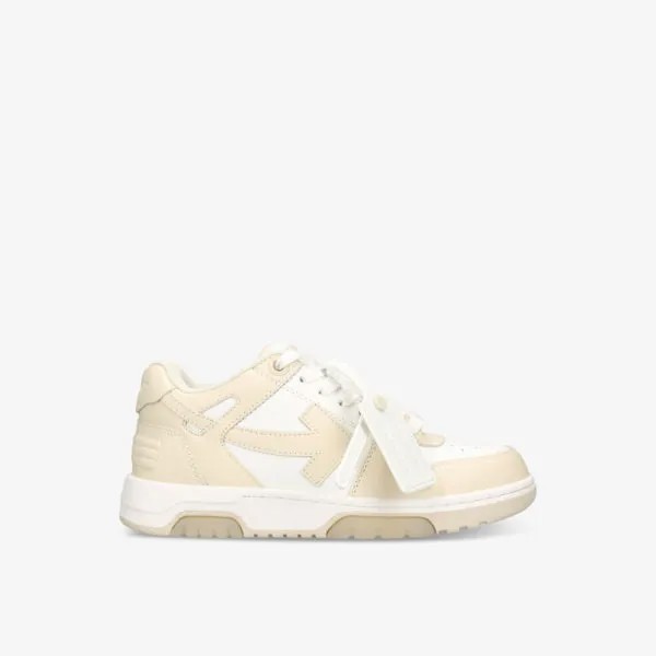 Кожаные низкие кеды ооо с вышитым логотипом Off-White, бежевый