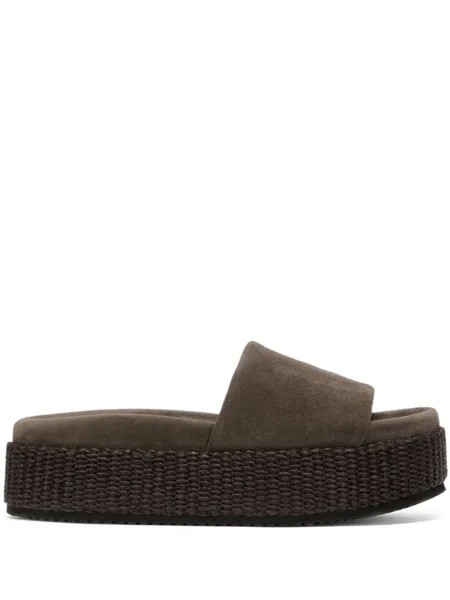 Brunello Cucinelli шлепанцы на платформе, коричневый