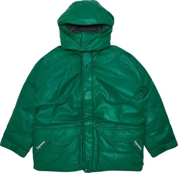 Парка Supreme GORE-TEX Leather 700-Fill Down Parka 'Green', зеленый