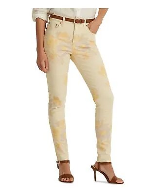 RALPH LAUREN Женские бежевые джинсы скинни с высокой талией до щиколотки и карманами на молнии 6