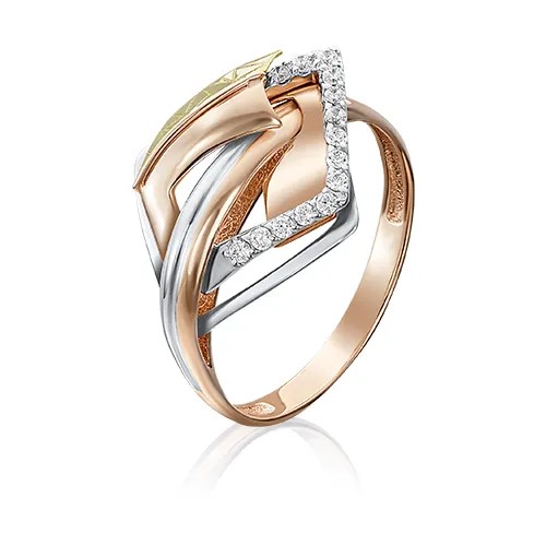 PLATINA jewelry Золотое кольцо с фианитами 01-5125-00-401-1113-66, размер 18