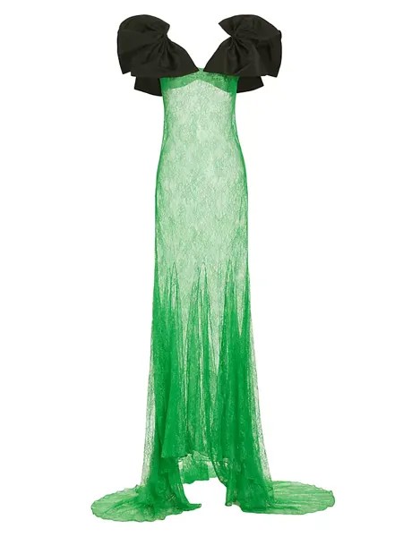 Приталенное платье из тафты и кружева Nina Ricci, зеленый