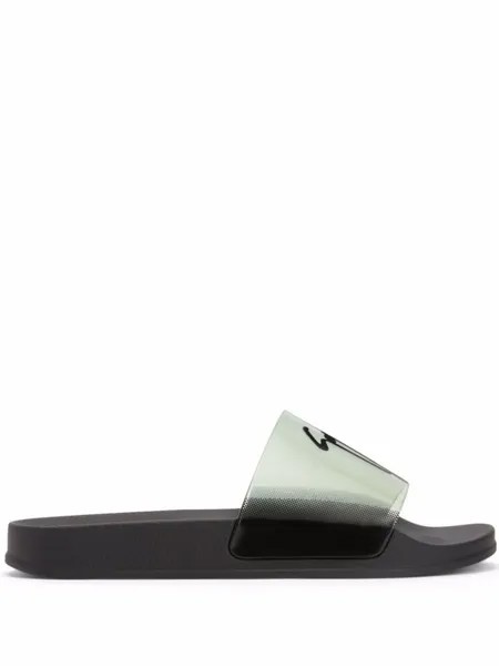 Giuseppe Zanotti шлепанцы Brett с логотипом, зеленый