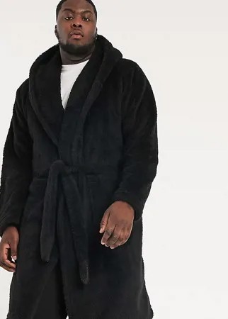 Черный пушистый халат ASOS DESIGN Plus