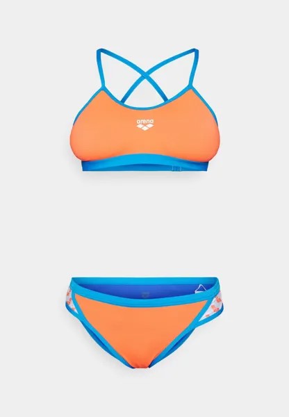 Бикини Arena, ярко-коралловый/голубая река Womens Icons Cross Back Solid Set