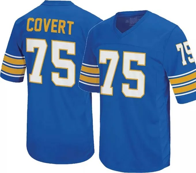 Мужская Retro Brand Футбольная майка Pittsburgh Panthers Jim Covert #75 синяя реплика
