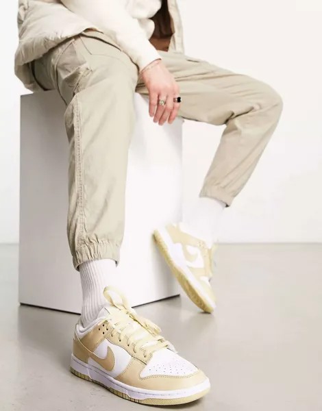 Бело-золотые кроссовки Nike Dunk Low