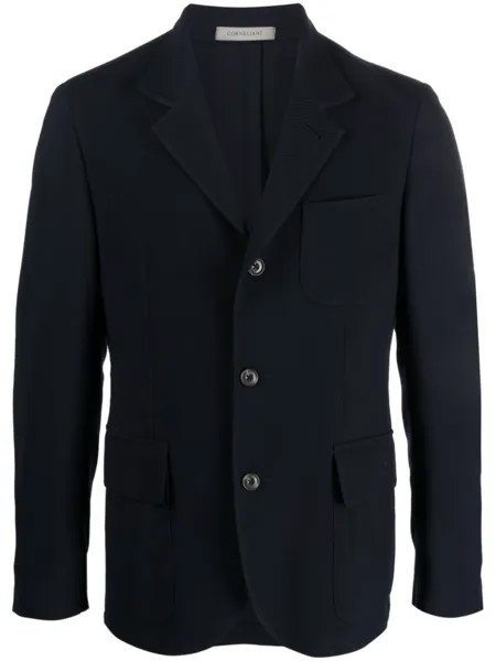 Corneliani однобортный пиджак из вирджинской шерсти, синий