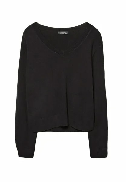 Джемпер V NECK  Stradivarius, черный