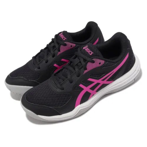 Детские кроссовки для волейбола и бадминтона Asics Upcourt 5 GS, черные, ярко-розовые, 1074A039-002
