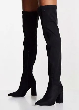 Черные ботфорты на высоком каблуке Truffle Collection-Черный цвет