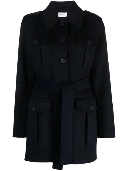 P.A.R.O.S.H. leopard-print wool coat, синий