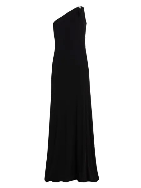 Платье Alison из джерси на одно плечо Halston, черный