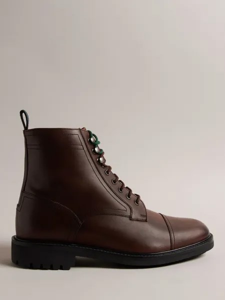Кожаные ботинки на шнуровке с эффектом броги Joesif Ted Baker, коричневый