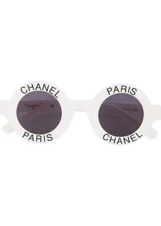 Chanel Pre-Owned круглые солнцезащитные очки с логотипом