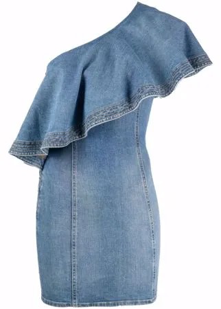 Elisabetta Franchi джинсовое платье на одно плечо
