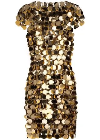 Paco Rabanne платье мини Disc с короткими рукавами