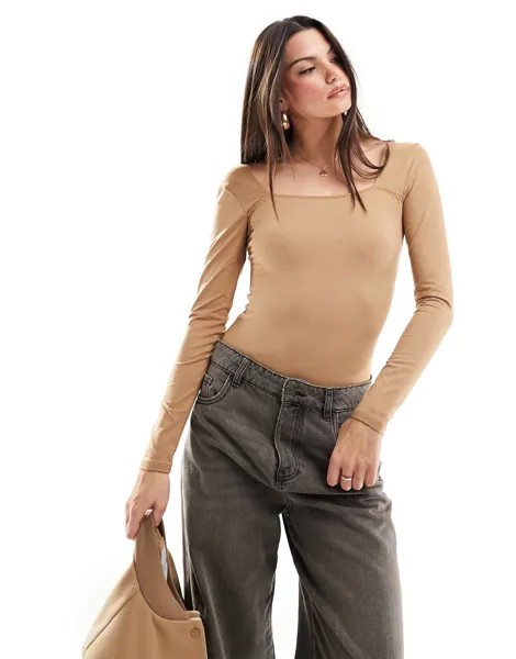 Боди Hollister Seamless Square Neck, бежевый