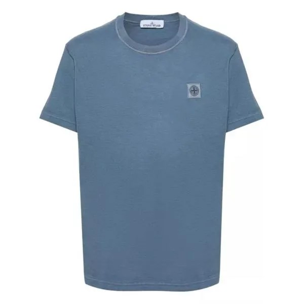 Футболка logo-patch cotton t-shirt Stone Island, синий